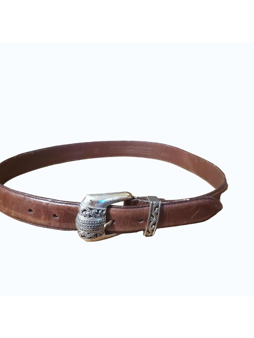 Fossil Women Leather Belt Size M Silver Plated Buckle Style BT 765820002